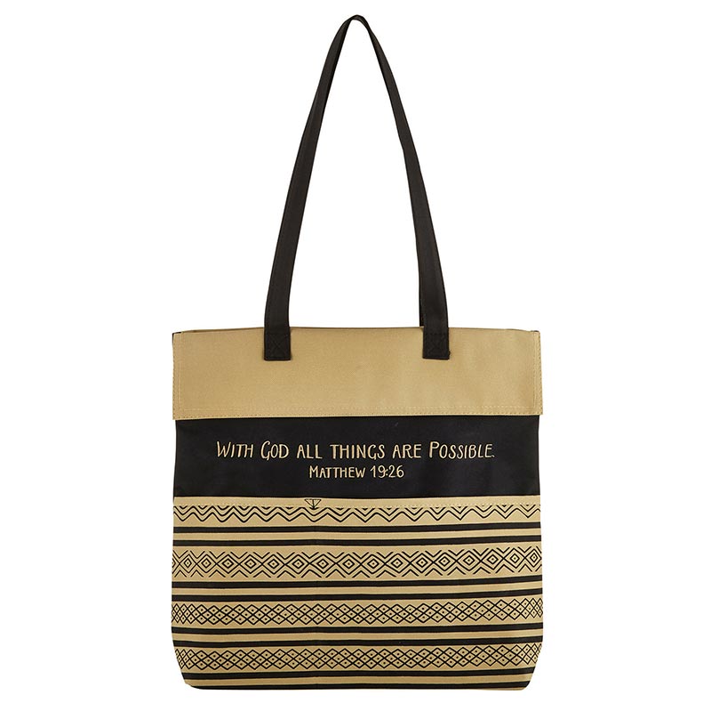 With God - Inspirational Tote Bag with Pockets