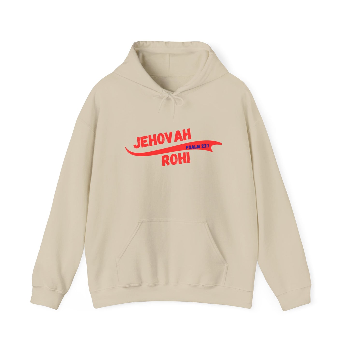 Jehovah Rohi Hoodie | Red Script Psalm 23 Christian Faith Sweatshirt