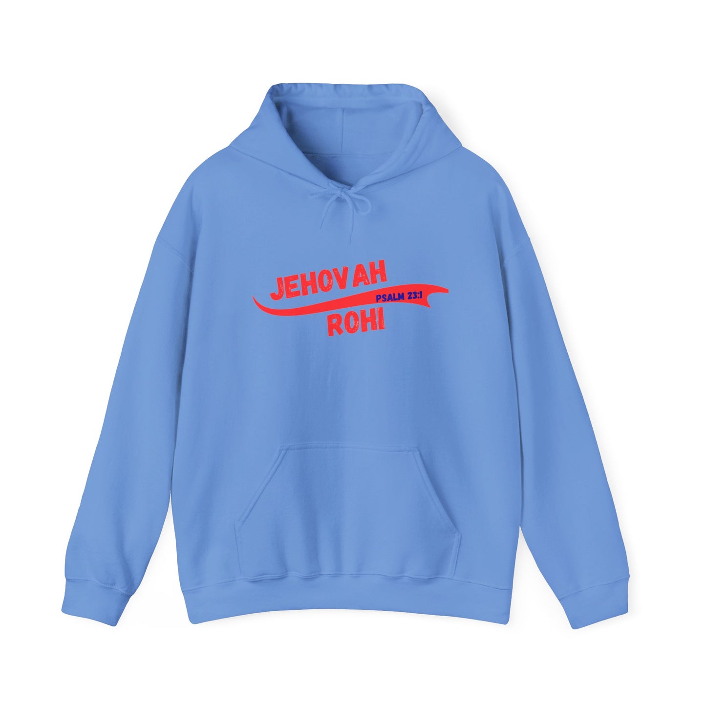 Jehovah Rohi Hoodie | Red Script Psalm 23 Christian Faith Sweatshirt