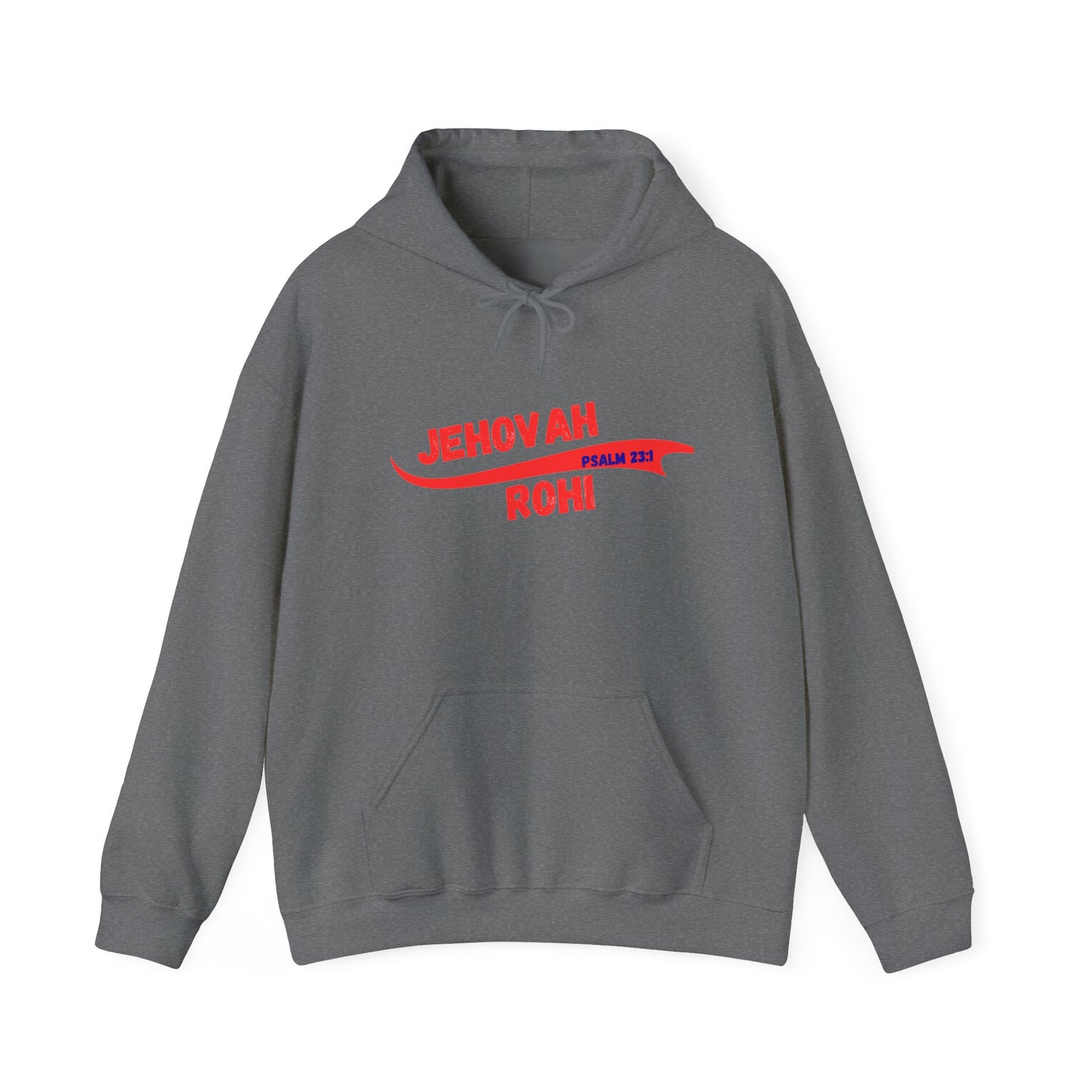 Jehovah Rohi Hoodie | Red Script Psalm 23 Christian Faith Sweatshirt