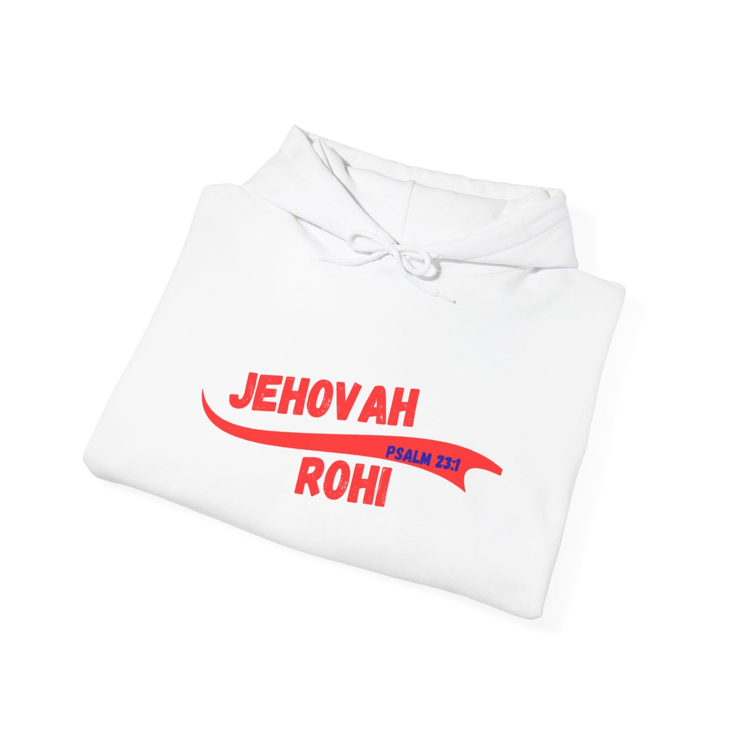 Jehovah Rohi Hoodie | Red Script Psalm 23 Christian Faith Sweatshirt