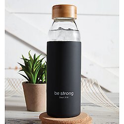 Water Bottle with Bamboo Lid - Be Strong