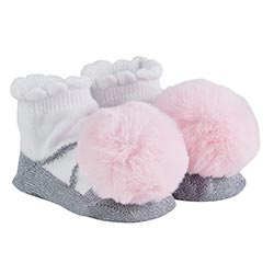 Pom Socks - Silver& Blush Fur Pom
