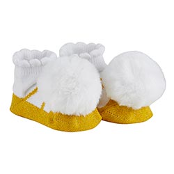 Pom Socks - Gold & White Fur Pom