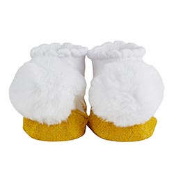 Pom Socks - Gold & White Fur Pom
