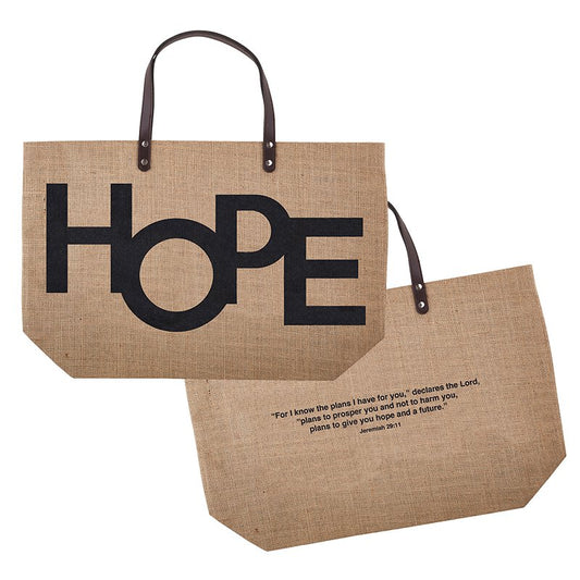 Jute Tote Bag - HOPE / Jeremiah 29:11
